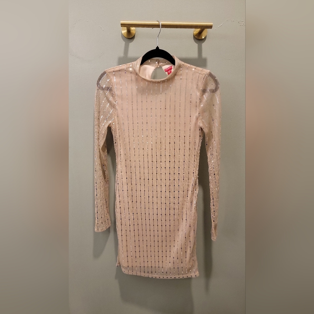 GUESS Champagne Sequined Dress Size M